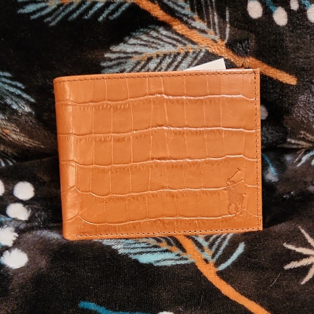 Ralph Lauren Brown Crocodile-Embossed Wallet